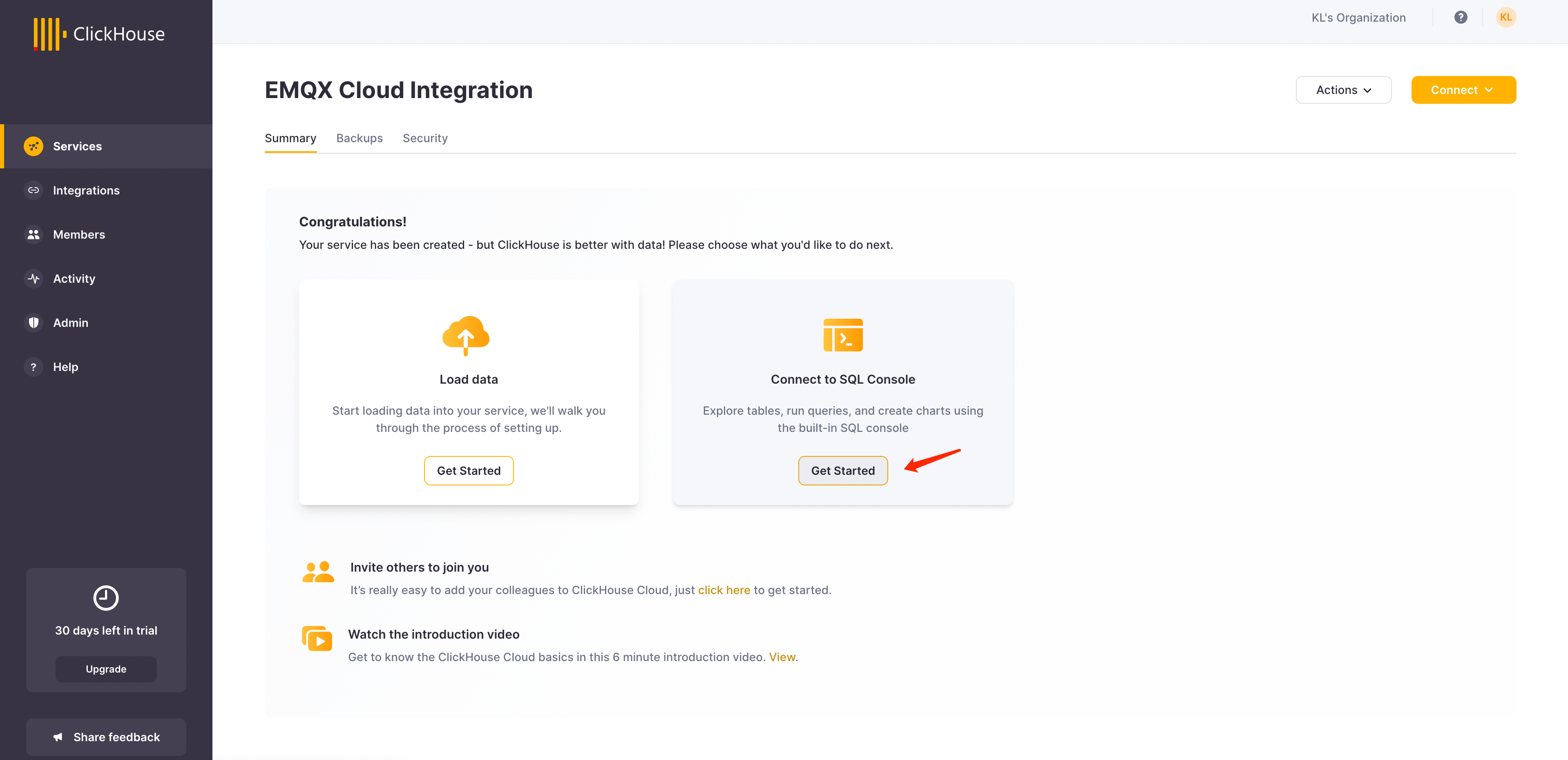 ClickHouse Cloud SQL Console